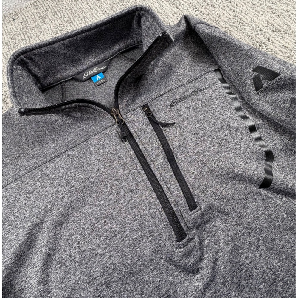 Eddie Bauer Pullover Mens Medium Gray First Ascent 1/4 Zip Fleece Jacket